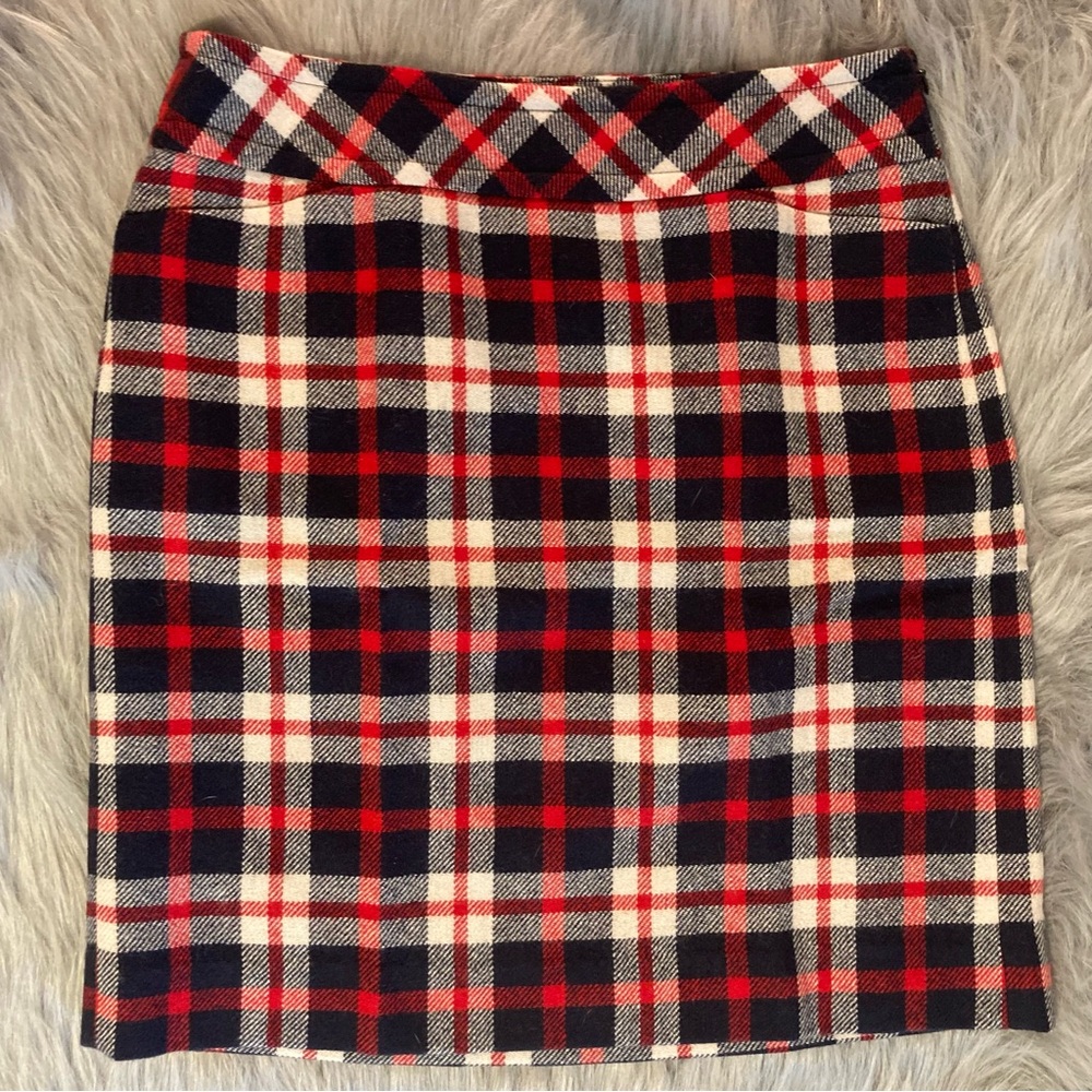 🐝 5/$18 TALBOTS Wool Blend Fully Lined Plaid Pencil Skirt Size 4P